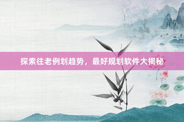 探索往老例划趋势，最好规划软件大揭秘